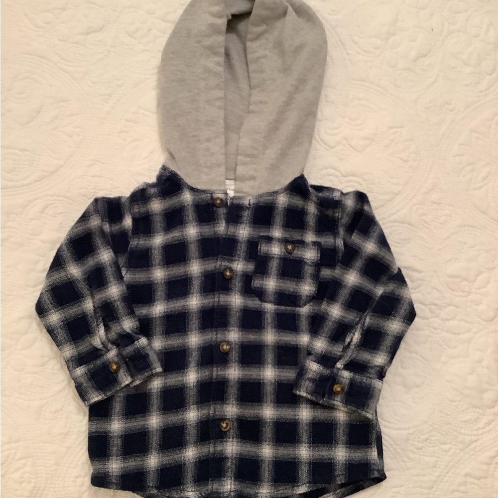 Carter’s Flannel shirt with Knit Hood, Size 12 Month